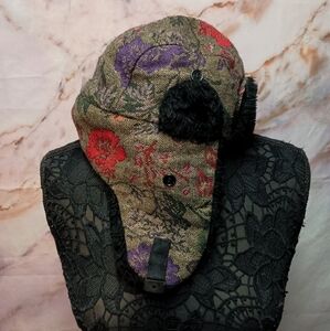 Floral Winter Hat with Ear Flaps